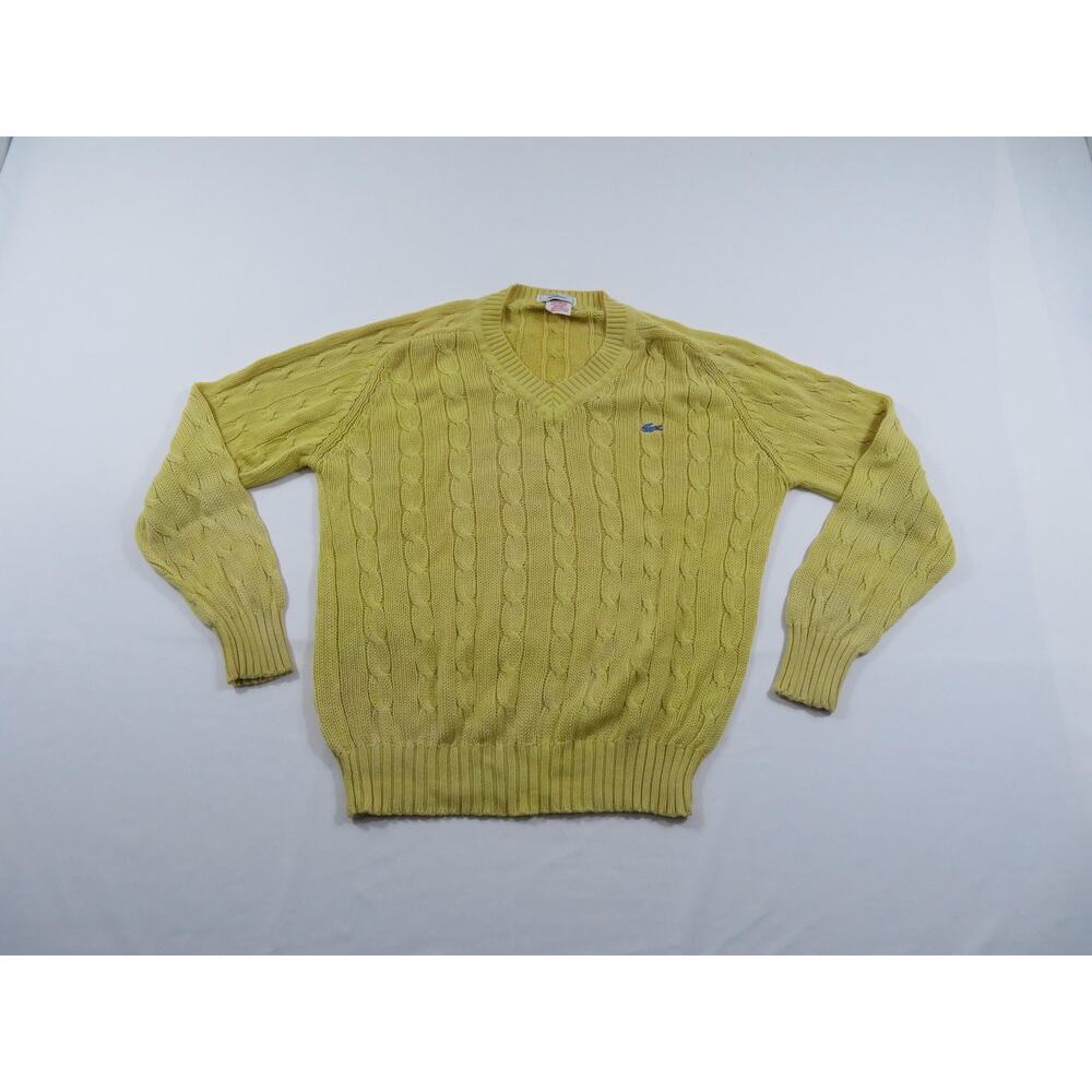 IZOD Lacoste Patron Yellow Knit Sweater Sz M? 1980s